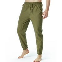 Панталони за мъже, мъже, модни солидни ежедневни еластични панталони за талии спортни панталони армия зелено