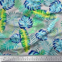 Soimoi Rayon Crepe Fabric Leaves Tropical Print Sheing Fabric Wide Yard