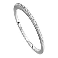 Кръгло нарязано бяло естествено диамантен пръстен за половин вечност в 10k бяло злато