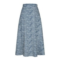 Женска флорална опаковка пола с висока талия с разцепена плажна пола молив бойдкон пола елегантна миди еластична пола синя