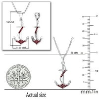 DazzlingRock Collection Round Red Diamond Alluring Ribbon Anchor висулка за жени със сребърна верига в сребро със стерлинги