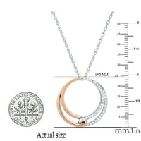 DazzlingRock Collection Round White Diamond Заключващ кръг висулка за жени със сребърна верига в стерлингово сребро и 10K розово злато