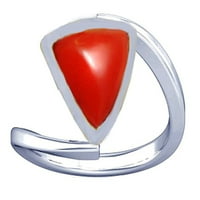 Divya Shakti 8.25-8. Триъгълник на карата червен корал moonga munga gemstone сребърен пръстен за жени