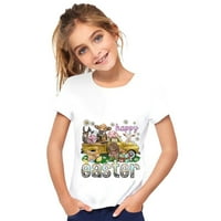 Великденски ден отпечатани ризи малко дете момиче момчета с къс ръкав зайче тениска деца момичета тий върхове детски дрехи улични дрехи ежедневно облекло