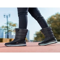 Sanviglor Womens Snow Boots Mid Calf Зимни топли обувки Zip Up Booties Outdoor Lightweight Non-Slip Moccasin Boot Comfort Round Toe Black 5