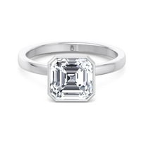 Пейдж - Моасанит Asscher Cut Lab Diamond Bezel Set Politaire Andagement Ring