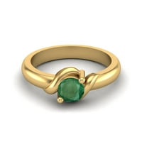 Кръгла форма истинска зелена изумрудена стерлингова сребро златно злато vemreil жени обещават пръстен