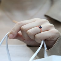 Gem Stone King 0. Ct Blue Sapphire Pink Lab Grown Diamond 18K Rose Gold Платен сребърен пръстен