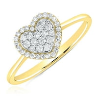 0,25ctw естествен диамант 10k жълто злато клъстер сърдечен пръстен