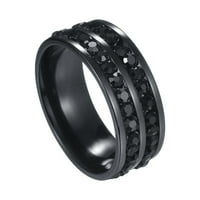 Wefuesd бижута пръстени за жени два реда с пълни диамантени пръстени Мъжки и женски универсални пръстени черни 6