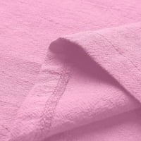 Usmixi дамски върхове солидни къси ръкави с тениски с тениски с тениски летни неравномерни неравномерни меки памучни бельо плюс размер блуза с джобни розови клирънс дрехи