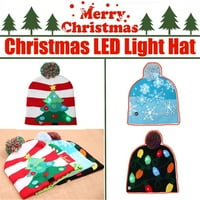 Забавна LED светлина плетена коледна светлина Up Cap Unise Novelty Hat Kids Hat Xmas Decors Party Hat Red