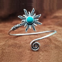 zttd тюркоазено слънце регулируема сребърна гривна гривна племенна Gemstone фестивал Boho Jewelry