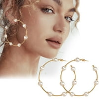 Обеци за жени модерни малки размери големи обръчи кръг перли обеци тънки вита златни сребърни елегантни сватбени жени аксесоари бижута обеци за жени забавни обеци
