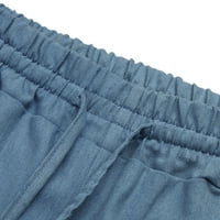 huaai дамски еластична талия за ежедневни панталони с висока талия дънки ежедневни сини дънкови панталони плюс размери панталони за жени сини m