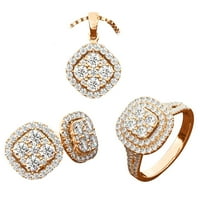 До 65% отстъпка колиета AMLBB за жени дами модни диамантени пръстени Колие обеци три части комплект висулка колие