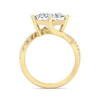 Garland - Moissanite Princess Cut Lab Diamond годежен пръстен с опаковане на детайли странични камъни