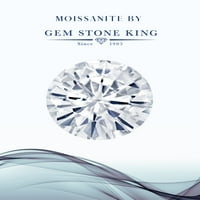 Gem Stone King 18K Rose Gold Плака Сребърен бял създаден сапфирен пръстен комплект с моасанит