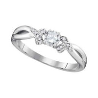 10k бяло злато дамски естествен кръгъл диамантен пасианс булчинска сватба годишнина от пръстена- 7,5