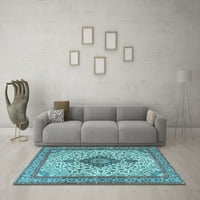 Ahgly Company Indoor Rectangle Medallion Light Blue Traditional Area Rugs, 5 '7'