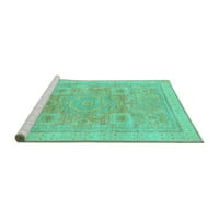 Ahgly Company Machine Pashable Indoor Rectangle Abstract Turquoise Blue Modern Area Cugs, 5 '8'