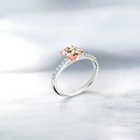 Gem Stone King 0. CT Peach Morganite White създаде сапфир 10k бяло златен пръстен с розово злато