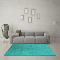 Ahgly Company Machine Wareable Indoor Rectangle Persian Turquoise Blue Bohemian Area Rugs, 4 '6'