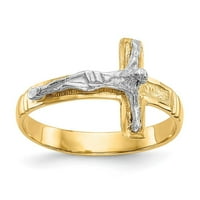 14k бяло злато полирано диамантено мъжете от мъжки Crucifi пръстен