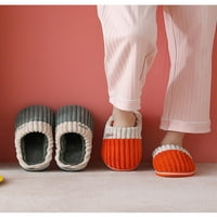 Двойка памучни чехли женски закрит неплъзгаща се топъл топъл домашен дом чист цвят козина небрежни обувки-