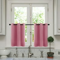 Гури луксозни валации къси завеси за хол панели Половин прозорец Завеса отпечатана Sraight Thermal Kitchen Drapes Pink *16 Grommet
