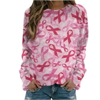 Женски розов суичър Crewneck гърдата рак осъзнаване на пуловера пуловер пуловер ризи букви за печат ризи