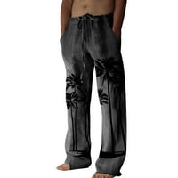 Мъжки модни ежедневни малки печат памук и отпечатани джобни панталони панталони с голям размер панталони