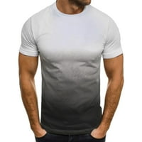 Мъжки обикновени тениски Основни фитнес облекло от солиден цвят кръгла шия с къс ръкав тениска за мъже летни фитнес тийнейджъри xxxl бяло