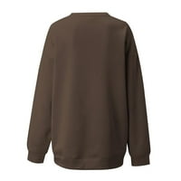 Женска модна есента отпечатана разхлабена блуза с дълъг ръкав кръгла врата Небрежна пуловер Топс пуловер