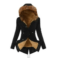 Жени Anorak- дами облицовка палто зима топло дебело яке с качулка с качулка розово s