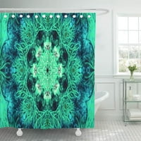 Синя мандала мента зелена корал тил абстрактна аква душ завеса