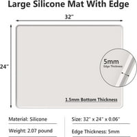 Силиконова постелка за кухненска силиконова постелка с устна голяма многофункционална постелка - 0,2 повдигнат ръб силиконова площадка за трапезарна маса топлинна