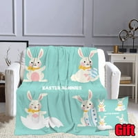 Великденски зайче зайче одеяло с калъфи за калъфи за офис, легло, диван траен климатик одеяло великденски декор одеяло за деца жени възрастни