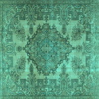 Ahgly Company Indoor Rectangle Persian Turquoise Blue Traditional Area Rugs, 8 '12'