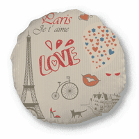 Любов Париж Франция Айфелова кула кръгло хвърляне възглавница Домашна декорация възглавница