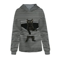 Tejiojio Дамски есен просвет плюс размер 3d животински отпечатан пуловер с дълъг ръкав с ризи с ризи