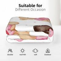 Хвърлете одеяло, карикатура сладолед розови мечки фланелни одеяла за диван за легло