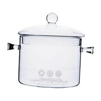 Стъклена тенджера ръчно изработени стъклени съдове за готвене с капак и дръжка топлоустойчива смесване на стъклен саксия прозрачен готварски купа за зърнени хран