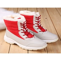 Welliumy Unise снежни ботуши fau топли обувки плюшени облицовани зимни обувки на открито работен фиш устойчив среден телесен червен 7