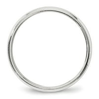 Солидна 14k бяло злато Milgrain сватбена лента с размер на пръстена 11,5