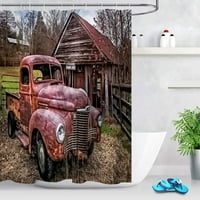 Автомобилна ферма камион душ завеса винтидж американски класически стари камиони ферма селска селска къща тъкан баня декор за душ завеси