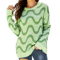 Дълги пуловери за пуловери за жени с леки пуловери за пуловери с дълъг ръкав с дълъг ръкав модерни зелени s