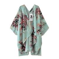 Дамски летни върхове модни дамски шифон шал печат кимоно жилетка отгоре прикриване на блуза плажове