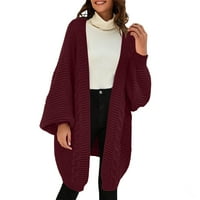 Жени ежедневни разхлабени плътни цветни плетени прежда пуловер средна дължина жилетка яке палто тънък кардиган пуловер зимни палта за жени плюс размер топло дълг?