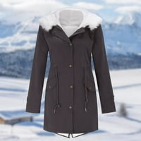 Dtydtpe зимни палта за жени с топла качулка дебела подплатени връхни дрехи големи якета с якета за жени сиви